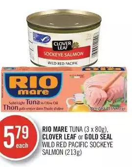 Shoppers Drug Mart Rio mare tuna, clover leaf or gold seal wild red pacific sockeye salmon offer