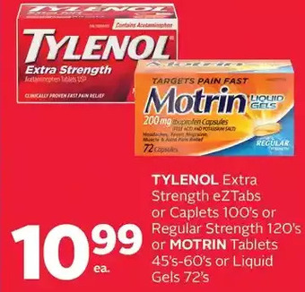 Rexall Tylenol extra strength eztabs or caplets or regular strength or motrin tablets or liquid gels offer