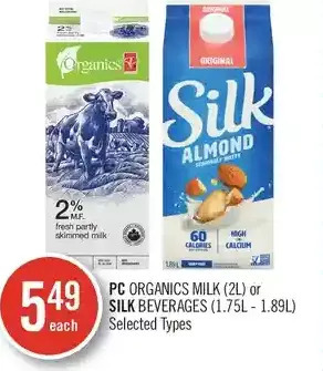 Shoppers Drug Mart Pc organics milk or silk beverages offer