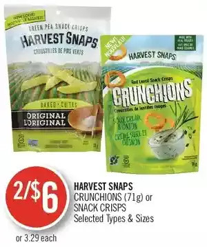 Shoppers Drug Mart Harvest snaps crunchions or snack crisps offer