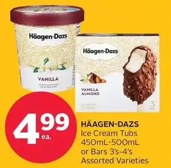 Rexall Häagen-dazs ice cream tubs or bars offer