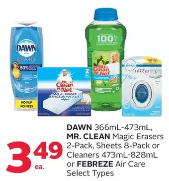 Rexall Dawn, mr. clean magic erasers, sheets or cleaners or febreze air care offer