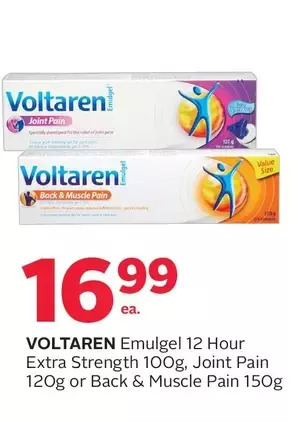 Rexall Voltaren emulgel 12 hour extra strength, joint pain or back & muscle pain offer