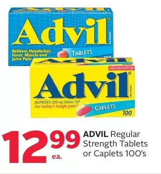 Rexall Advil regular strength tablets or caplets offer