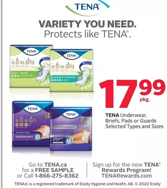 Rexall Tena underwear, briefs, pads or guards offer