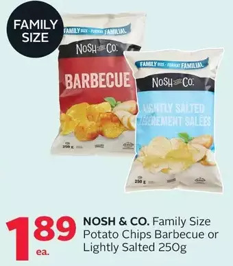 Rexall Nosh & co. family size potato chips barbecue or lightly salted offer