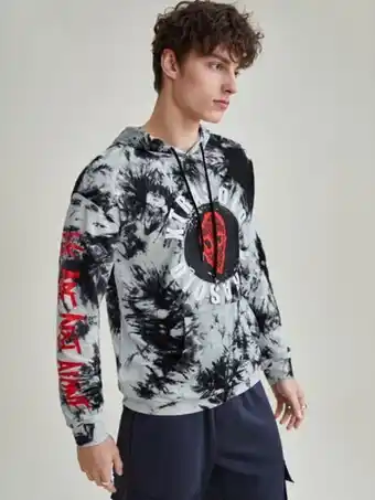 SheIn Shein x xtrasolo men tie dye letter graphic drawstring hoodie offer
