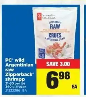 Real Canadian Superstore Wild Argentinian Raw Zipperback Shrimp offer