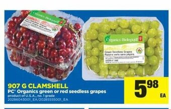 Real Canadian Superstore PC Organics Green or Red Seedless Grapes offer