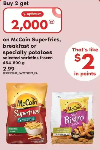 Loblaws Mccain superfries, breakfast or specialty potatoes offer