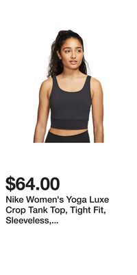 Sport Chek Nike women's yoga luxe crop tank top, tight fit, sleeveless, dri-fit, sports offer
