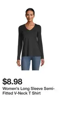 Mark's Women's long sleeve semi-fitted v-neck t shirt offer