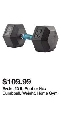 Sport Chek Evoke 50 lb rubber hex dumbbell, weight, home gym offer