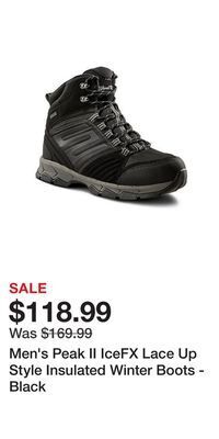 Mark's Men's peak ii icefx lace up style insulated winter boots - black offer