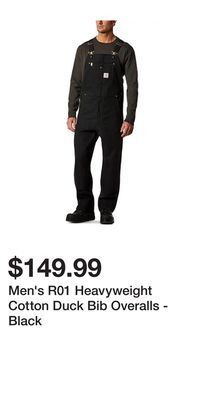 Mark's Men's r01 heavyweight cotton duck bib overalls - black offer
