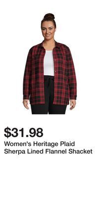 Mark's Women's heritage plaid sherpa lined flannel shacket offer