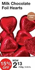 Bulk Barn Milk chocolate foil hearts offer