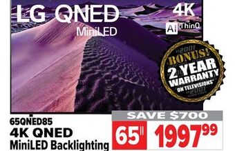 2001 Audio Video Lg 65" 4k qned miniled backlighting offer