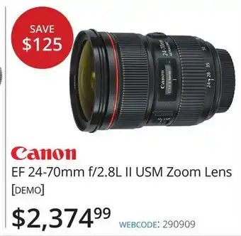 Vistek Canon ef 24-70mm f/2.8l ii usm zoom lens [demo] offer