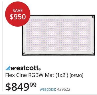 Vistek Westcott® flex cine rgbw mat (1x2') [demo] offer