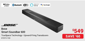 Visions Electronics Bose smart soundbar 600 offer