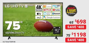 Visions Electronics Lg uq7590 smart tv 75" offer