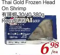 Tone Tai Supermarket Thai gold frozen head on shrimp offer