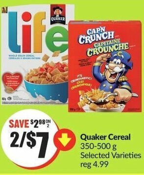 FreshCo Quaker Cereal 350-500 g offer