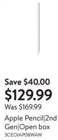 Walmart Apple Pencil|2nd Gen|Open Box offer