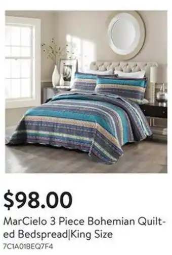 Walmart MarCielo 3 Piece Bohemian Quilted Bedspread | King Size offer
