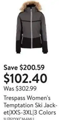 Walmart Trespass Women's Temptation Ski Jacket|XXS-3XL| 3 Colors offer
