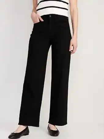 Old Navy High-waisted wow black-wash wide-leg jeans for women offer