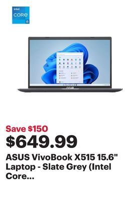 Best Buy Asus vivobook x515 15.6" laptop - slate grey (intel core i5-1135g7/512gb ssd/8gb ram/windows 11) offer