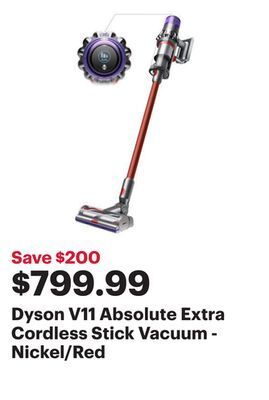 Best Buy Dyson v11 absolute extra cordless stick vacuum - nickel/red offer