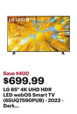 Best Buy Lg 65" 4k uhd hdr led webos smart tv (65uq7590pub) - 2022 - dark iron grey offer