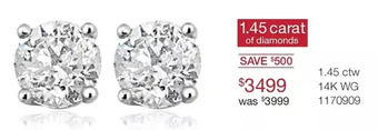 Charm Diamond 1.45 ctw 14k wg earrings offer