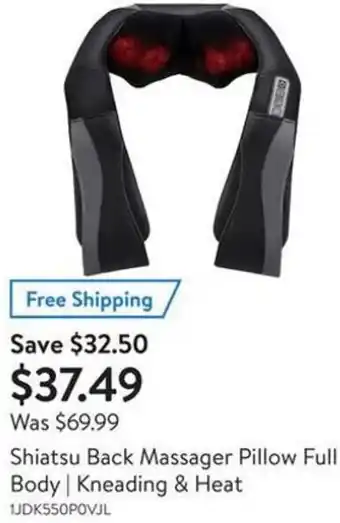 Walmart Shiatsu Back Massager Pillow Full Body| Kneading & Heat offer