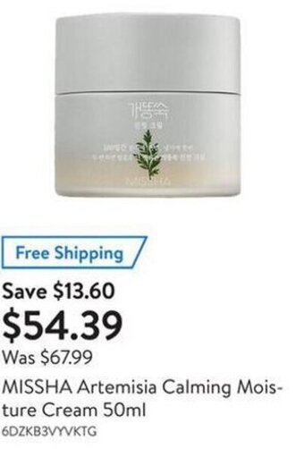 Walmart Missha Artemisia Calming Moisture Cream 50ml offer