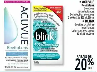 Jean Coutu Acuvue Revitalens Disinfection Solutions 2 x 60 ml, 300 ml, Blink Lubricants eye Drops 10ml, 15ml, 30ml offer