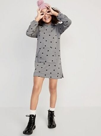 Old Navy Long-sleeve hooded sweatshirt dress for girls offer