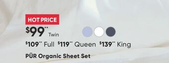 Sleep Country Pür organic sheet set offer