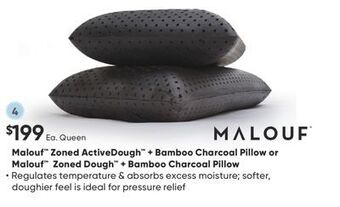 Sleep Country Malouf™ zoned activedough™ + bamboo charcoal pillow or malouf™ zoned dough™ + bamboo charcoal pillow offer