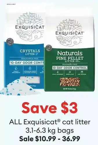 Petsmart All exquisicat® cat litter 3.1-6.3 kg bags offer
