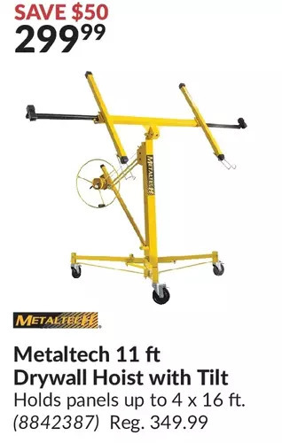 Princess Auto Metaltech 11 ft drywall hoist with tilt offer