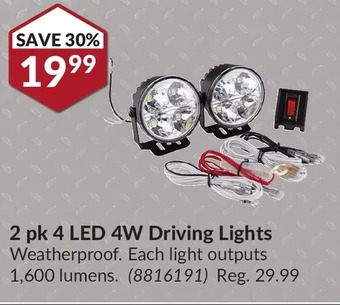 Princess Auto 2 pk 4 led 4w driving lights offer