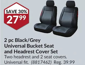 Princess Auto 2 pc black/grey universal bucket seat and headrest cover set offer