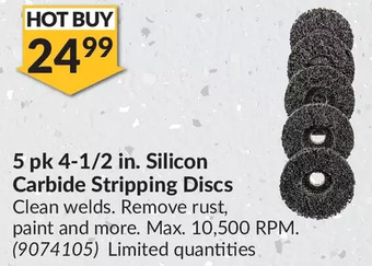 Princess Auto Power fist 5 pk 4-1/2 in. silicon carbide stripping discs offer