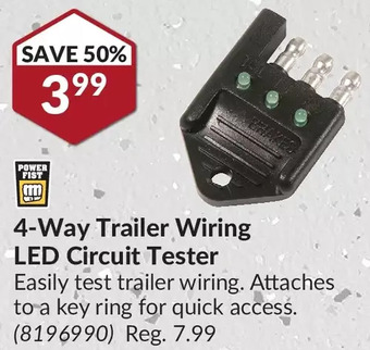 Princess Auto Power fist 4-way trailer wiring led circuit tester offer