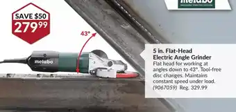 Princess Auto 5 in. flat-head electric angle grinder offer