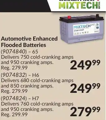 Princess Auto Automotive enhanced flooded batteries 65 | h6 | h7 offer
